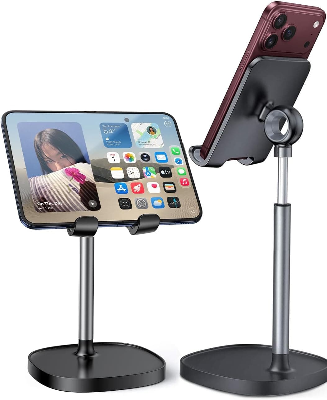 LISEN black adjustable cell phone stand for desk