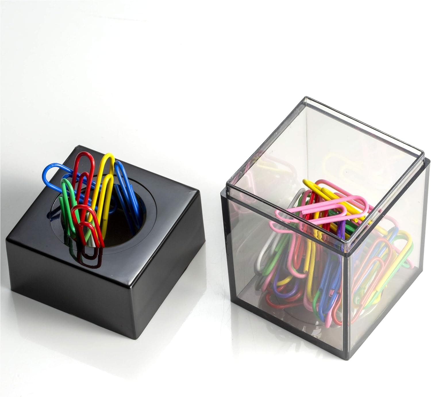 Officemate clear black magnetic paper clip dispenser